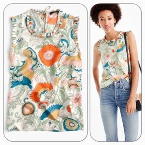 Host Pick NWT J. Crew Silk Floral Ruffle-trim Top
